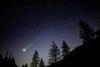 Shooting star in night sky
