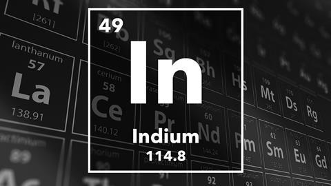 Periodic table of the elements – 49 – Indium